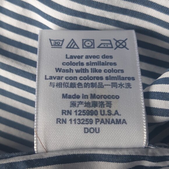 Faconnable Classique SZ L Navy & White Bengal Striped Men's Button Up Shirt - Picture 11 of 15